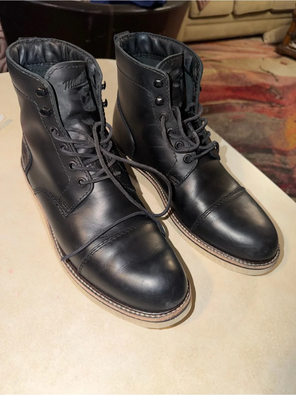 Milwaukee Boots Mens Brady Cap Toe Black  Leather Size 13